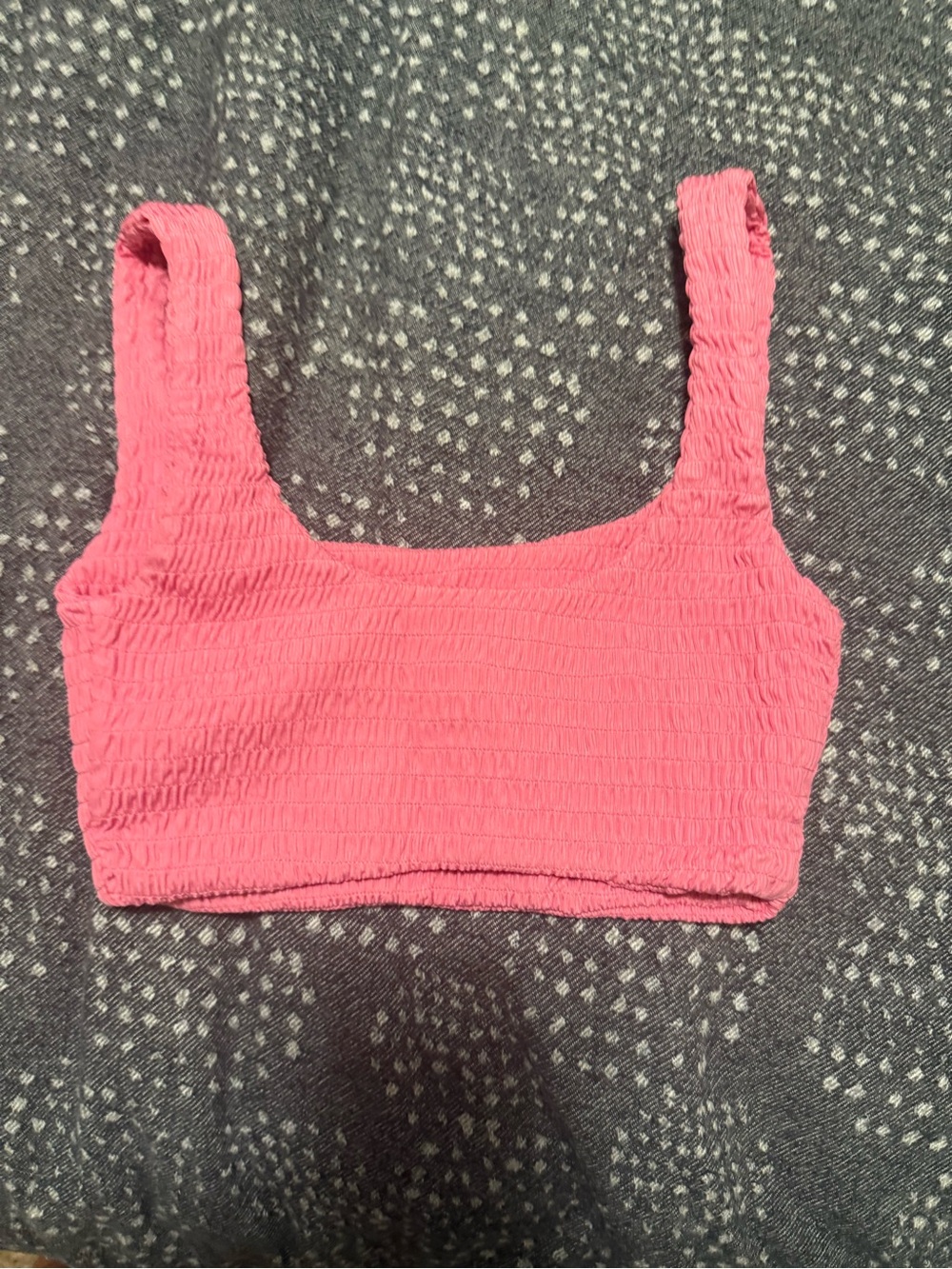 naked wardrobe Smocked Square-Neck Crop Top - Hot Pink